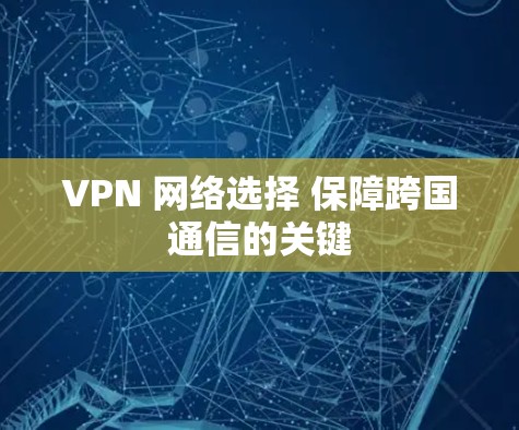 VPN 网络选择 保障跨国通信的关键