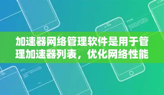 加速器网络管理软件是用于管理加速器列表，优化网络性能的工具，支持多种加速器类型，自动排序和清理冗余加速器，从而提高网络流畅度。以下是对加速器网络管理软件的详细总结