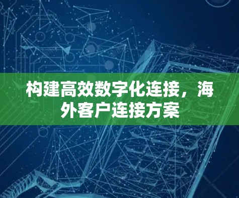 构建高效数字化连接,海外客户连接方案 构建高效数字化连接,海外客户连接方案