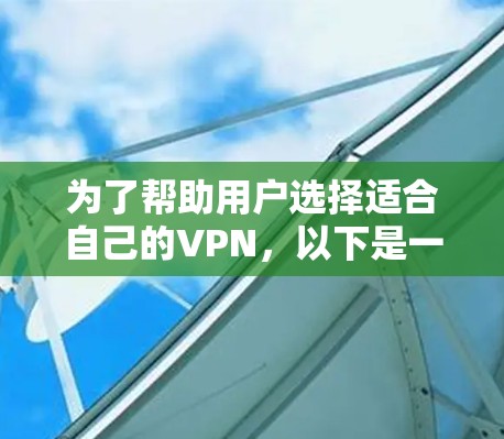 为了帮助用户选择适合自己的VPN，以下是一个分步骤的指南