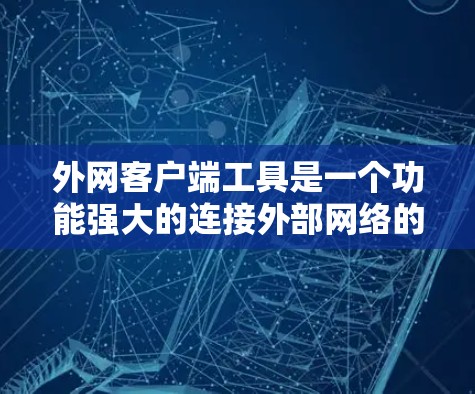 外网客户端工具是一个功能强大的连接外部网络的工具，旨在帮助开发者高效访问和管理外部资源。以下是关于该工具的详细分析和建议